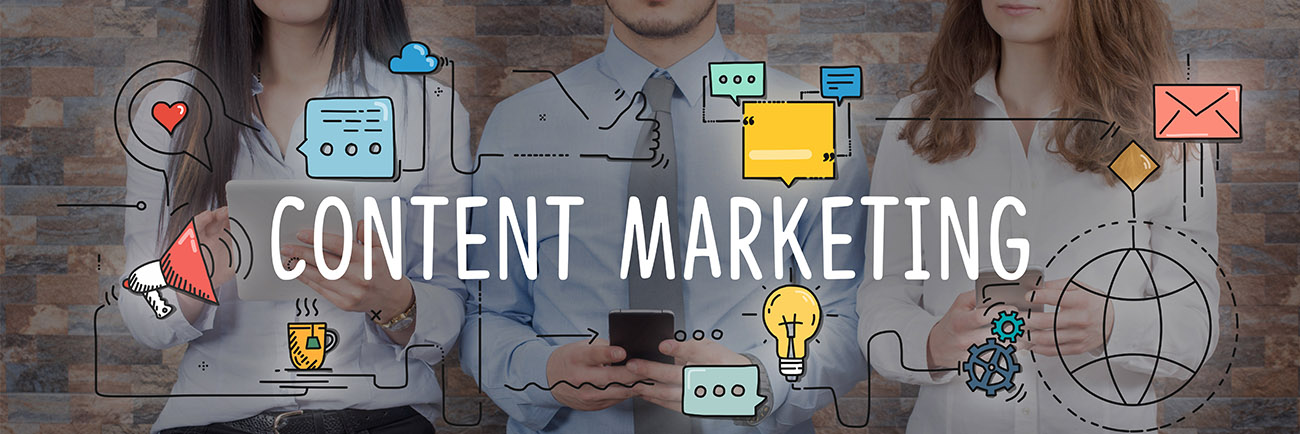Content marketing concept showing strategies for content marketing